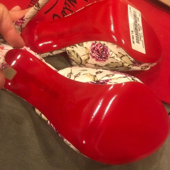 Christian Louboutin PIGAMULE 120 Floral Watersnake Heel Mule Sandals Shoes - Picture 11 of 14